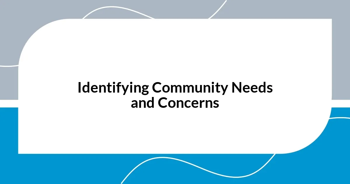 Identifying Community Needs and Concerns