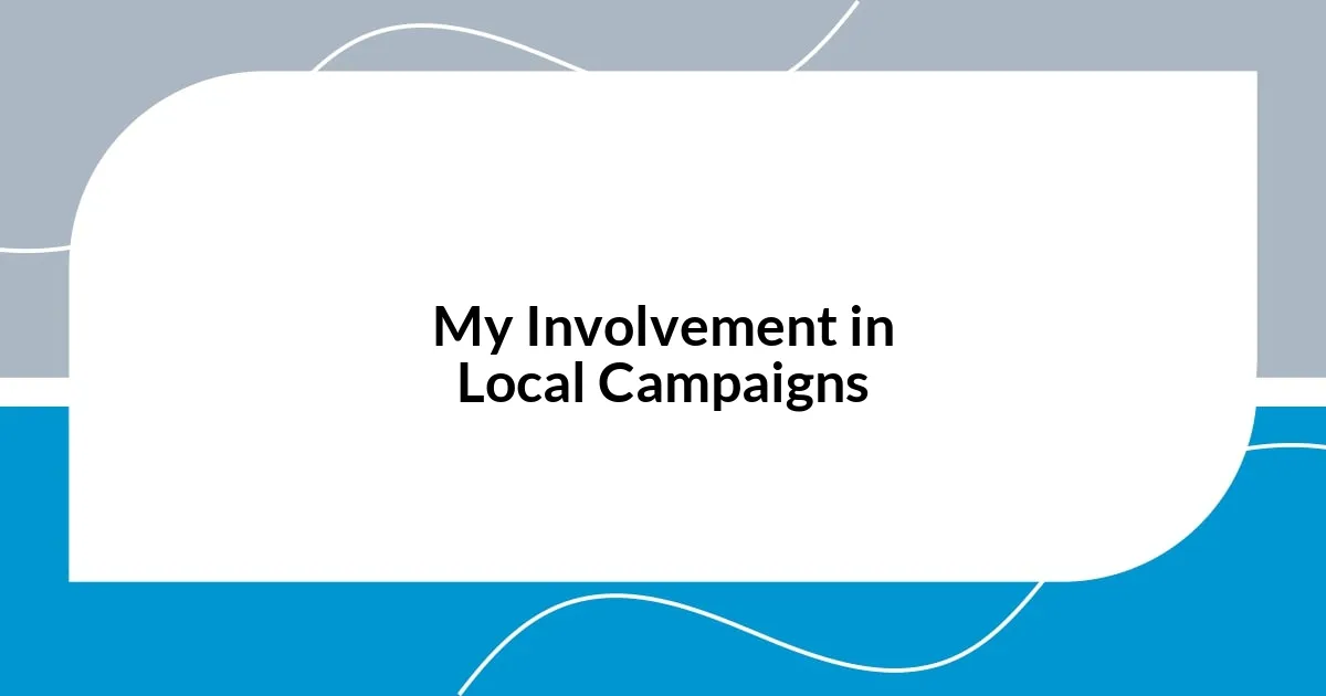 My Involvement in Local Campaigns