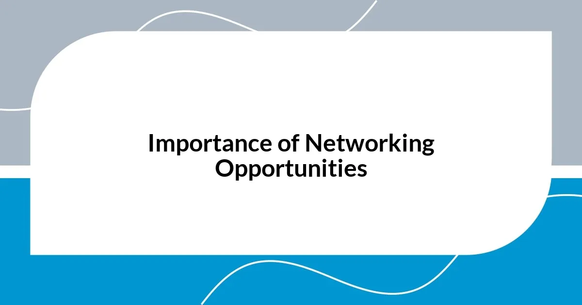 Importance of Networking Opportunities